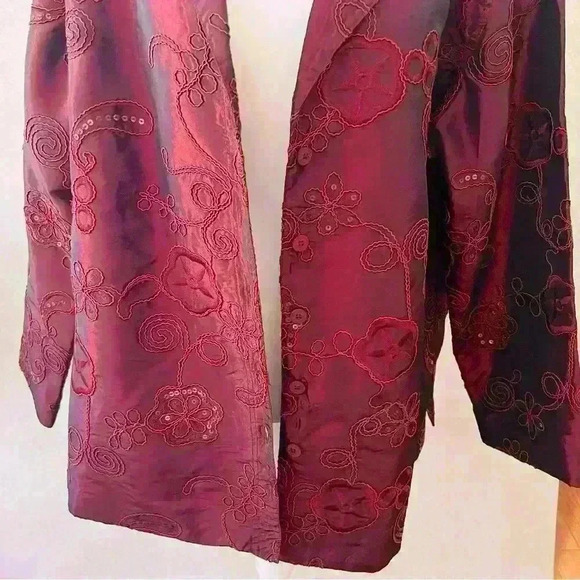SUSAN GRAVER PLUS 1X EMBROIDERY ARTISTIC WHIMISICAL LINED LIGHTWEIGHT JACKET - Picture 5 of 12